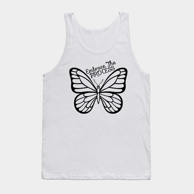 Embrace The Process - Black Cute Butterfly Tank Top by Animal Specials